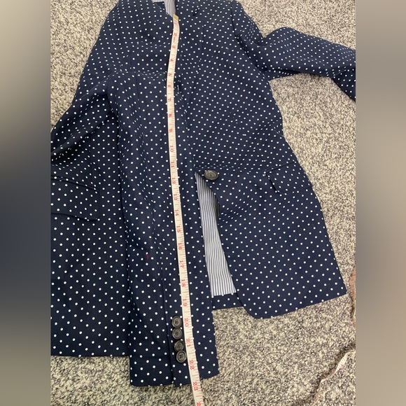 J. Crew Pure Linen Regent Career Blazer in Navy Polka Dots Office Business Sz 00 - Picture 12 of 12